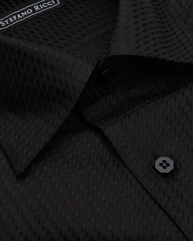 Men 's Silk Tonal Geometric Jacquard Dress Shirt