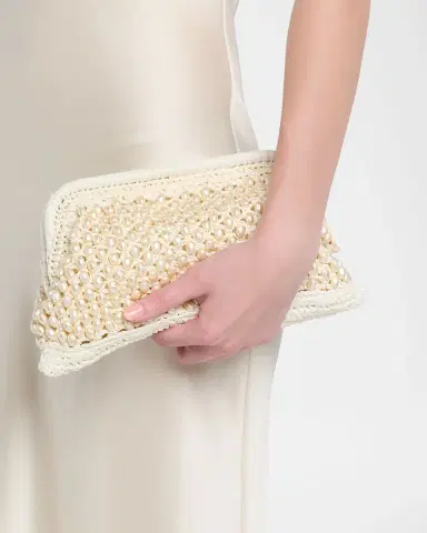 BTB Los Angeles Perola Pearly Beaded Raffia Clutch Bag | Thumbnail 2 BTB Los Angeles Perola Pearly Beaded Raffia Clutch Bag | Thumbnail 2