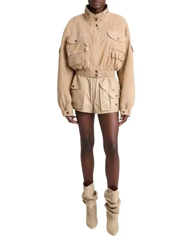 Suede Multi-Pocket Utility Jacket