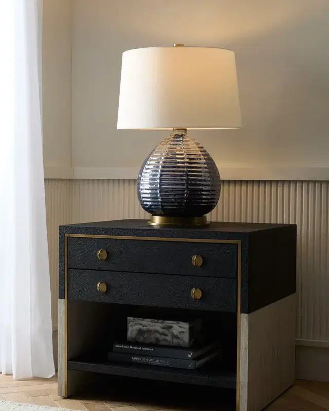 Arteriors Joplin Shagreen-Embossed Leather Side Table