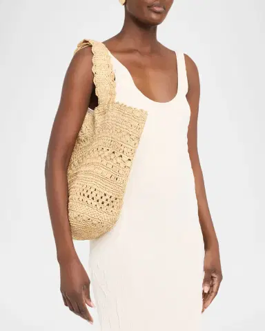 BTB Los Angeles Mikala Crochet Raffia Tote Bag | Thumbnail 2 BTB Los Angeles Mikala Crochet Raffia Tote Bag | Thumbnail 2