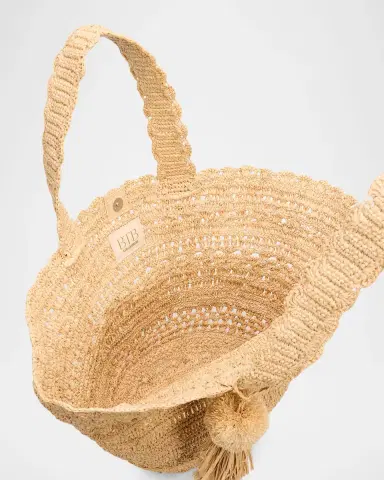 BTB Los Angeles Mikala Crochet Raffia Tote Bag | Thumbnail 4 BTB Los Angeles Mikala Crochet Raffia Tote Bag | Thumbnail 4
