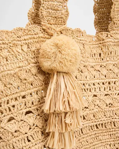 BTB Los Angeles Mikala Crochet Raffia Tote Bag | Thumbnail 6 BTB Los Angeles Mikala Crochet Raffia Tote Bag | Thumbnail 6