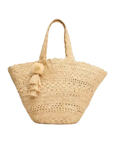 BTB Los Angeles Mikala Crochet Raffia Tote Bag | Thumbnail 1 BTB Los Angeles Mikala Crochet Raffia Tote Bag | Thumbnail 1