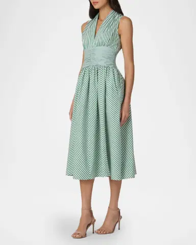 Shoshanna Miriam Chevron-Print Halter Midi Dress | Thumbnail 2