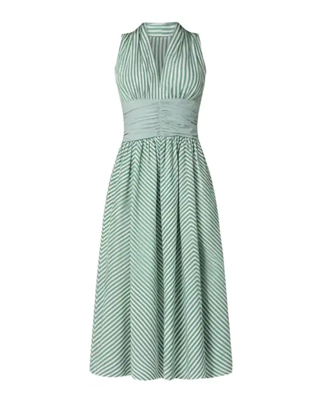 Miriam Chevron-Print Halter Midi Dress