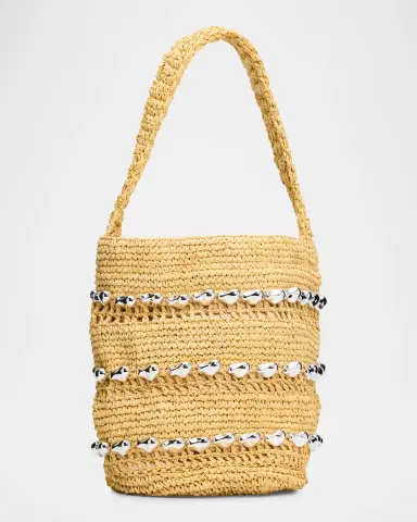 BTB Los Angeles Atlas Metallic-Embellished Raffia Bucket Bag | Thumbnail 3