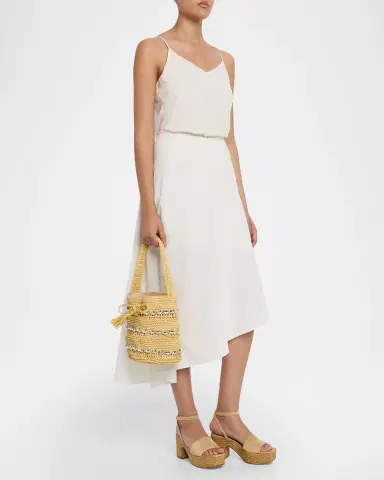 BTB Los Angeles Atlas Metallic-Embellished Raffia Bucket Bag | Thumbnail 5