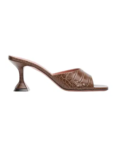 Amina Muaddi 70mm Lupita Croc-Embossed Leather Mules | Thumbnail 1