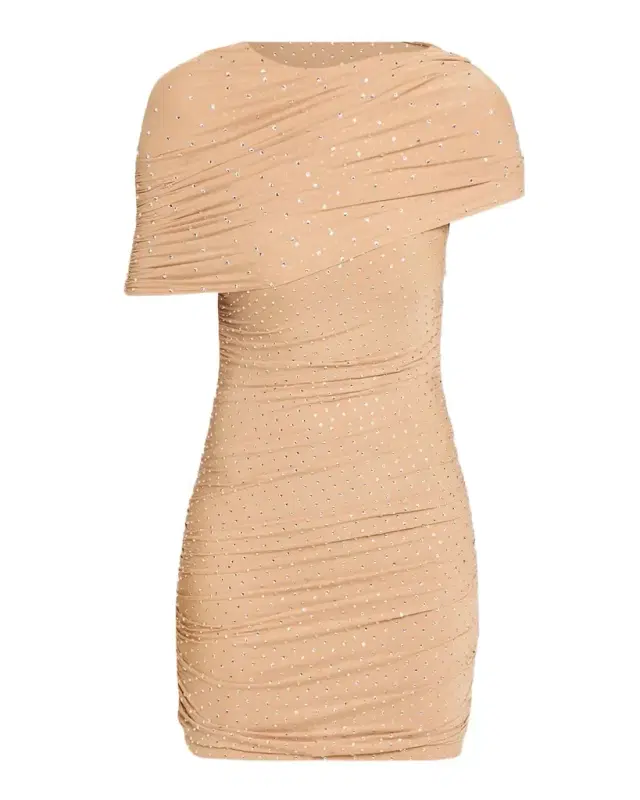 Tianna Embellished Mesh Cape Dress