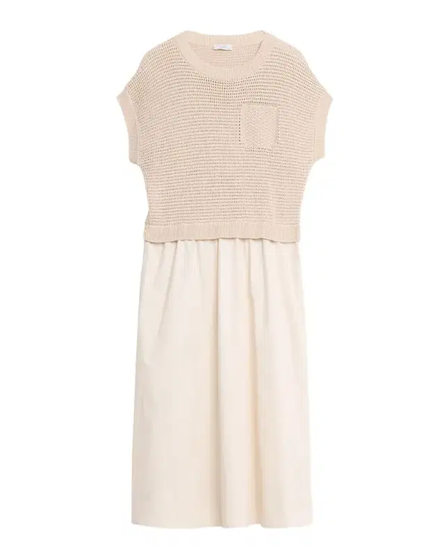Mixed Media Cotton Midi Dress