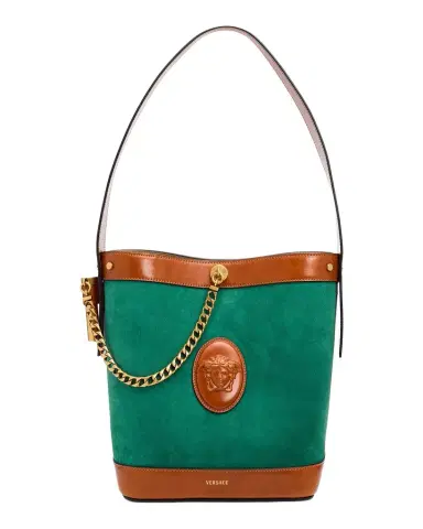 Versace Medusa Small Suede Bucket Bag | Thumbnail 1 Versace Medusa Small Suede Bucket Bag | Thumbnail 1