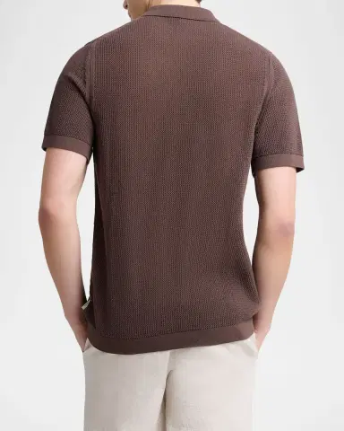Onia Men's Cotton Crochet Knit Short-Sleeve Shirt | Thumbnail 3