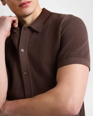 Onia Men's Cotton Crochet Knit Short-Sleeve Shirt | Thumbnail 5