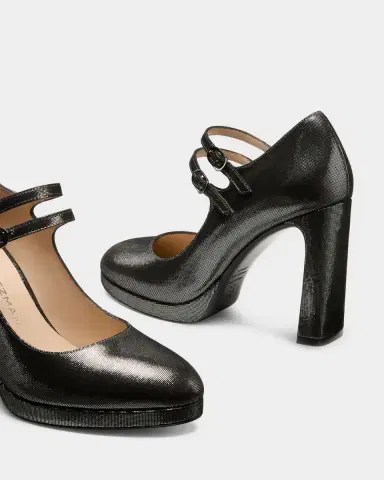 Stuart Weitzman 100mm Babette Leather Noir Platform Mary Jane Pumps | Thumbnail 3