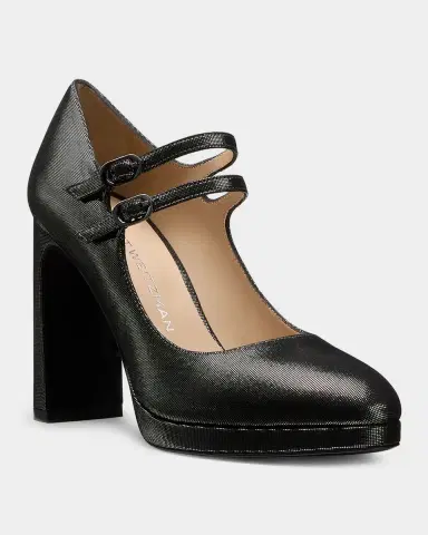 Stuart Weitzman 100mm Babette Leather Noir Platform Mary Jane Pumps | Thumbnail 4