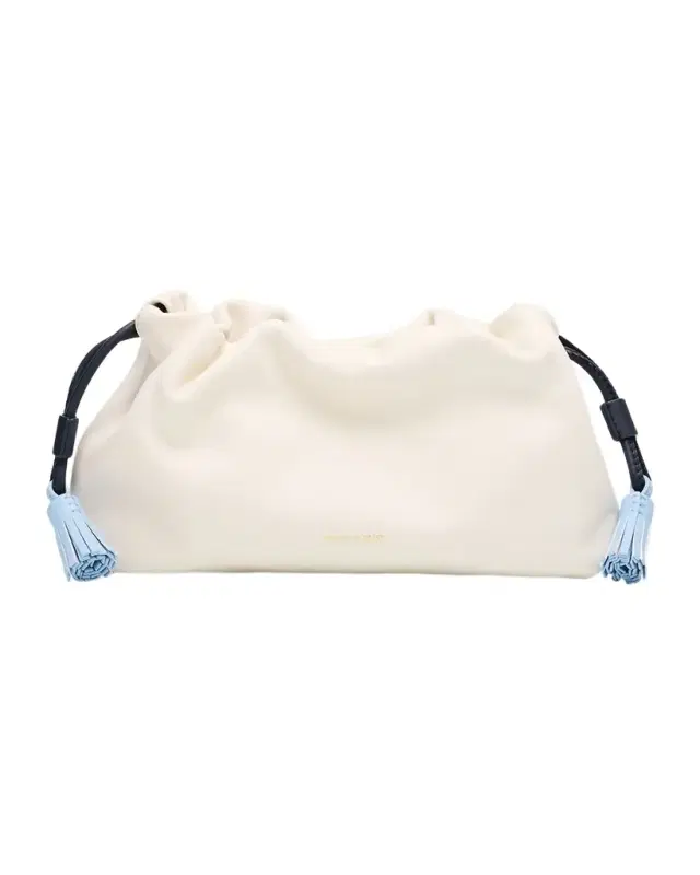 Veronica Beard Stash Small Drawstring Leather Clutch Bag