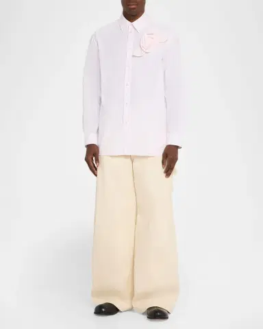 Simone Rocha en's Pressed Rose-Applique Poplin Dress Shirt | Thumbnail 2 Simone Rocha en's Pressed Rose-Applique Poplin Dress Shirt | Thumbnail 2