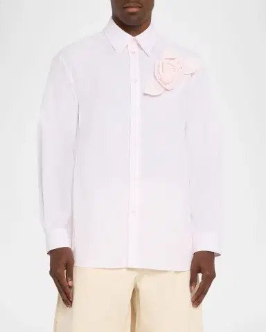 Simone Rocha en's Pressed Rose-Applique Poplin Dress Shirt | Thumbnail 4 Simone Rocha en's Pressed Rose-Applique Poplin Dress Shirt | Thumbnail 4