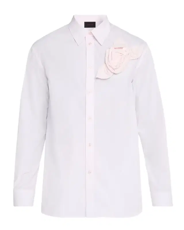 en's Pressed Rose-Applique Poplin Dress Shirt