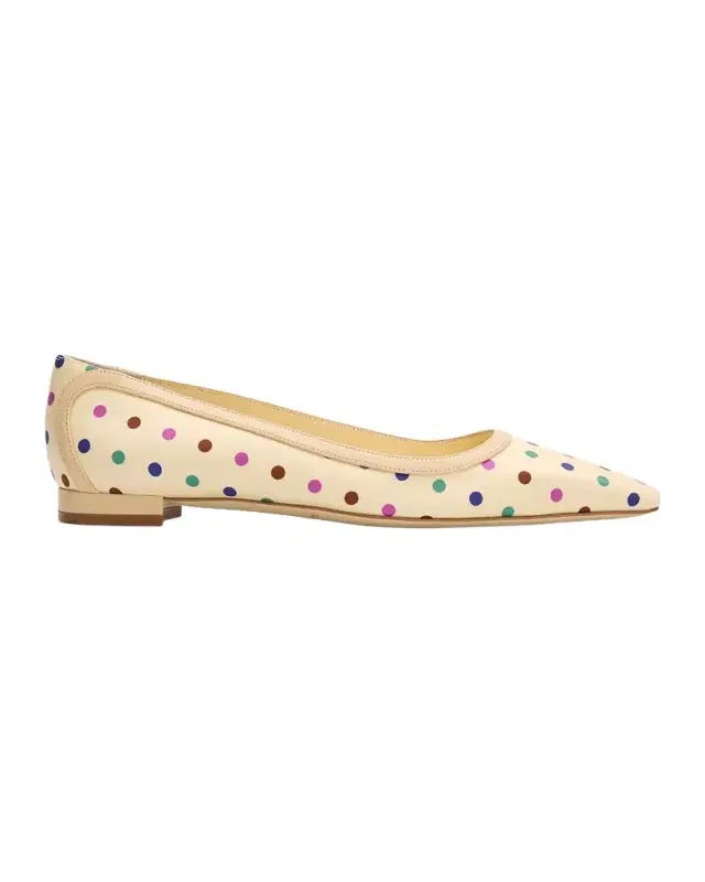 Filotas Polka-Dot Twill Ballerina Flats