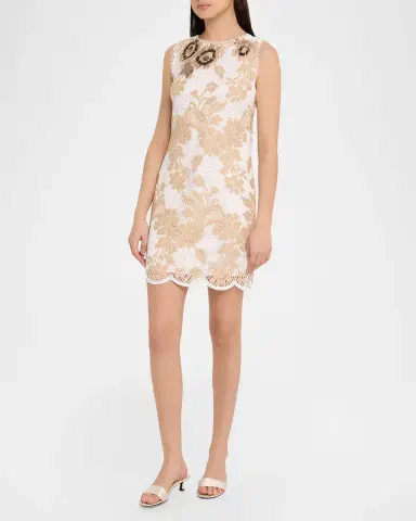 Ungaro Victoria Scalloped Lace Mini Shift Dress | Thumbnail 3