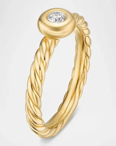 David Yurman Petite Cable Ring with Diamond in 18K Gold | Thumbnail 2
