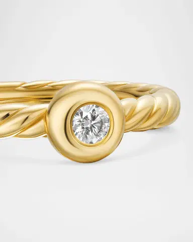 David Yurman Petite Cable Ring with Diamond in 18K Gold | Thumbnail 3