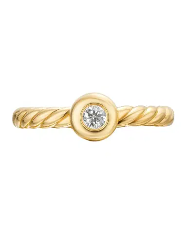 David Yurman Petite Cable Ring with Diamond in 18K Gold | Thumbnail 1