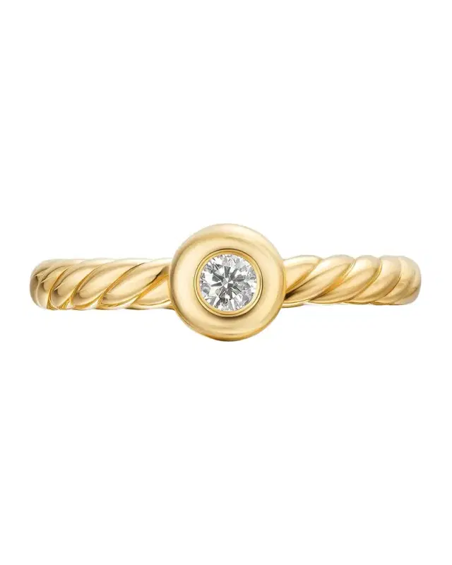 Petite Cable Ring with Diamond in 18K Gold