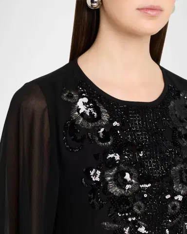 Ungaro Nastasia Sheer-Sleeve Bead & Sequin Blouse | Thumbnail 4