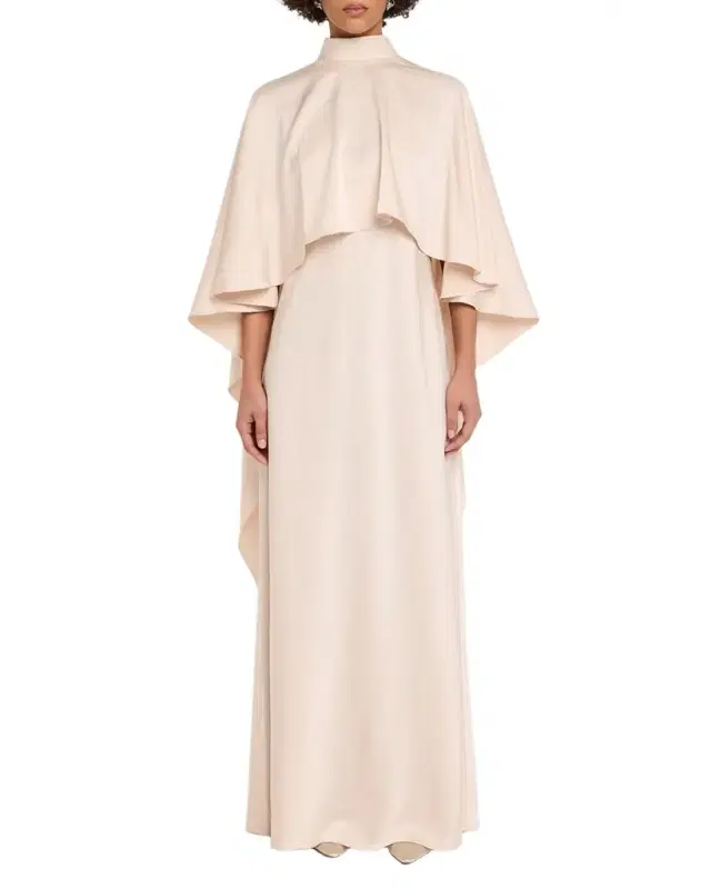 Abigal Mock-Neck Cape Gown