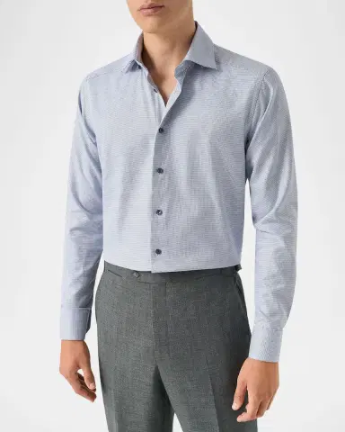 Eton Men's Slim Fit Micro-Pattern Twill Dress Shirt | Thumbnail 4