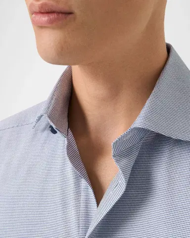 Eton Men's Slim Fit Micro-Pattern Twill Dress Shirt | Thumbnail 5