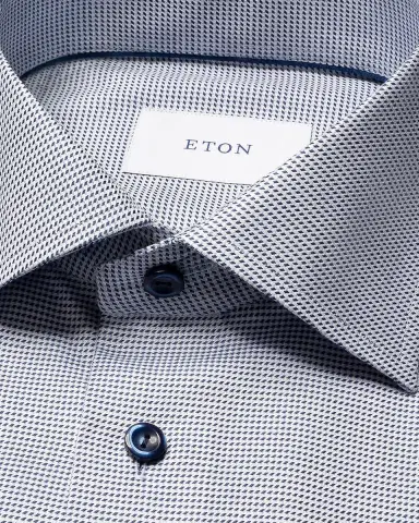 Eton Men's Slim Fit Micro-Pattern Twill Dress Shirt | Thumbnail 6