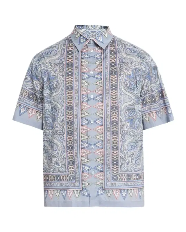 en 's Paisley-Print Short-Sleeved Button-Front Shirt