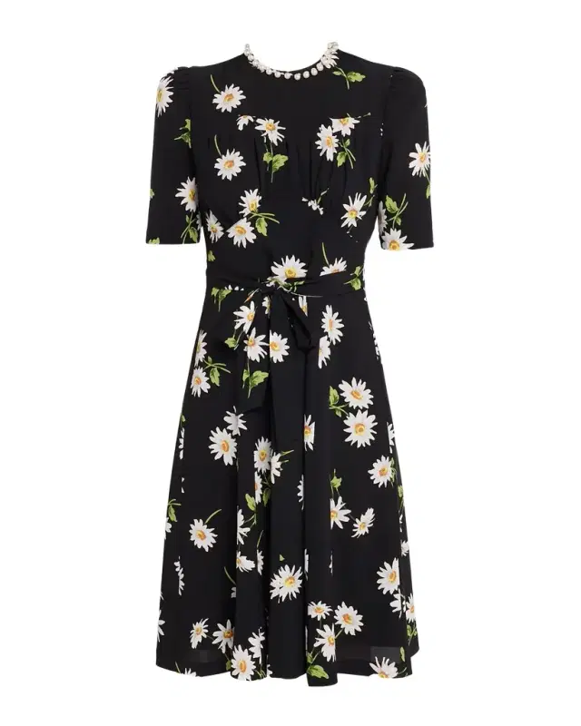 Rickie Freeman for Teri Jon Floral-Print Crepe Dress