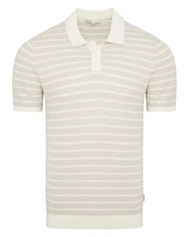 Men 's Cotton Pinstripe Textured Knit Polo Shirt