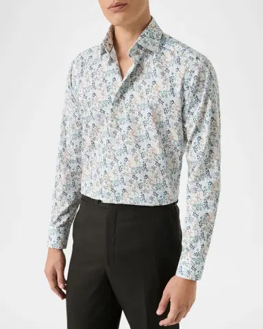 Eton Men's Contemporary Fit Floral Twill Dress Shirt | Thumbnail 4 Eton Men's Contemporary Fit Floral Twill Dress Shirt | Thumbnail 4