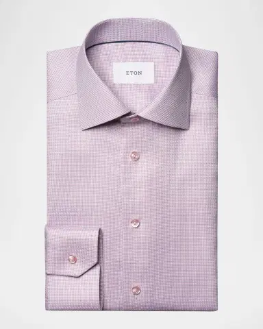 Eton Men's Slim Fit Micro-Pattern Twill Dress Shirt | Thumbnail 2