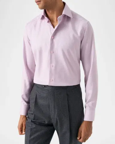Eton Men's Slim Fit Micro-Pattern Twill Dress Shirt | Thumbnail 4