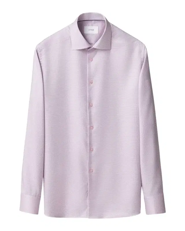 Men 's Slim Fit Micro-Pattern Twill Dress Shirt