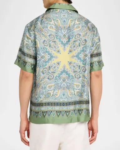 Etro Men 's Silk Paisley Bowling Shirt | Thumbnail 3