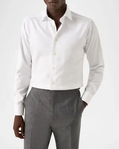 Eton Men's Slim Fit Textured Dobby Dress Shirt | Thumbnail 4 Eton Men's Slim Fit Textured Dobby Dress Shirt | Thumbnail 4