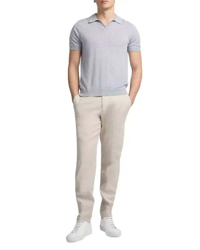 Men 's Stretch Linen Flat-Front Trousers