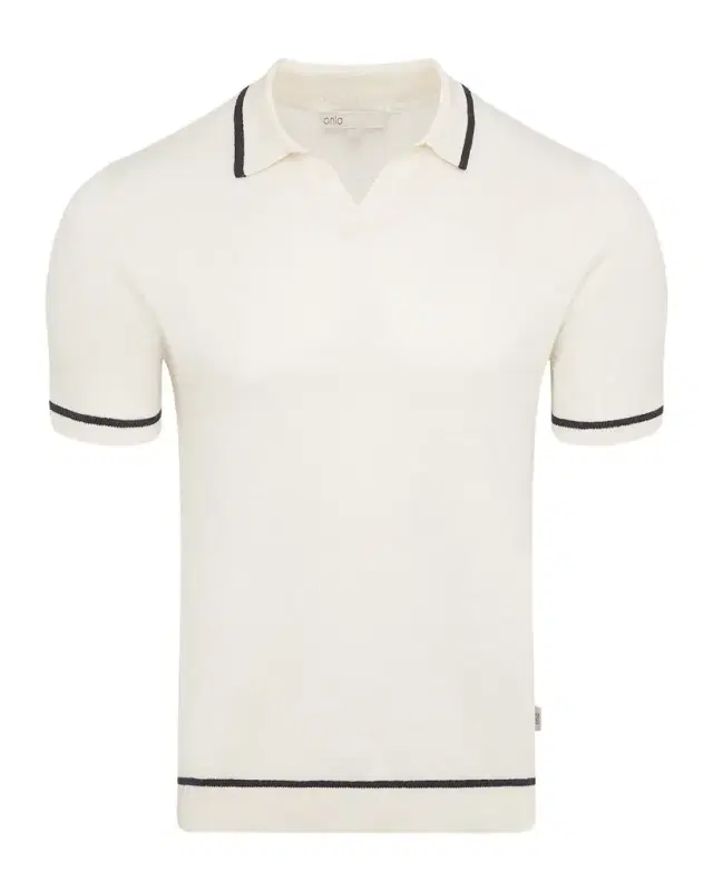 Men 's Tipped Linen Knit Johnny Collar Polo Shirt