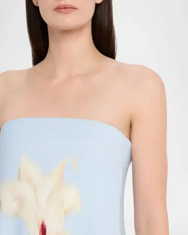 Oscar de la Renta Strapless Chinese Cyclamen Print Gown | Thumbnail 5 Oscar de la Renta Strapless Chinese Cyclamen Print Gown | Thumbnail 5