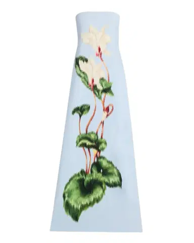 Oscar de la Renta Strapless Chinese Cyclamen Print Gown | Thumbnail 1 Oscar de la Renta Strapless Chinese Cyclamen Print Gown | Thumbnail 1