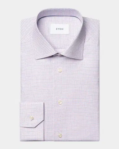 Eton Men's Contemporary Fit Micro-Check Twill Dress Shirt | Thumbnail 2 Eton Men's Contemporary Fit Micro-Check Twill Dress Shirt | Thumbnail 2
