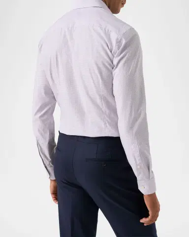 Eton Men's Contemporary Fit Micro-Check Twill Dress Shirt | Thumbnail 3 Eton Men's Contemporary Fit Micro-Check Twill Dress Shirt | Thumbnail 3